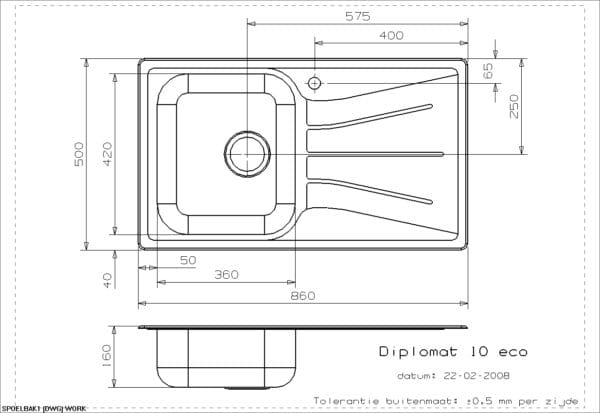 Reginox Diplomat 10 Eco 1.0 Bowl Stainless Steel Inset Kitchen Sink - Image 2