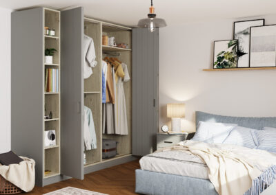 Bella austin supermatt dust grey bedroom open scaled