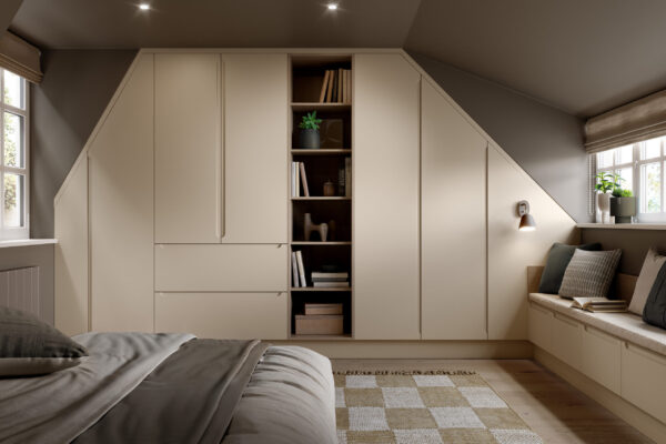 Bella chelsea supermatt macademina bedroom sloping ceiling scaled