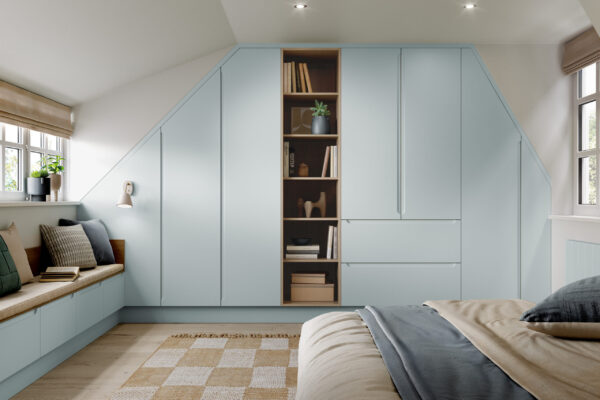 Bella chelsea supermatt scandinavian blue bedroom sloping ceiling scaled