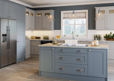 Bella aldridge supermatt denim and supermatt dove grey