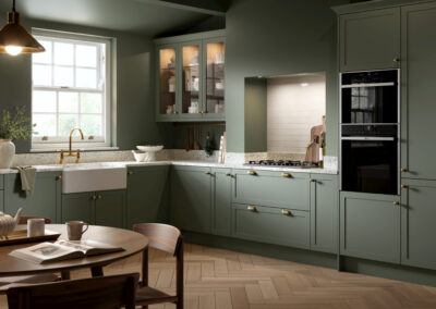 Bella oakham supermatt smoke green kitchen