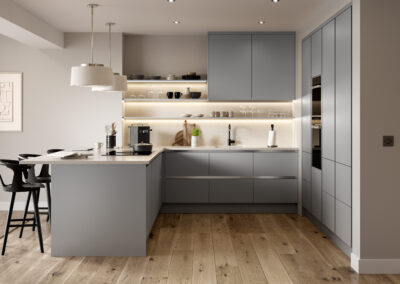 Bella venice supermatt dust grey inrail kitchen