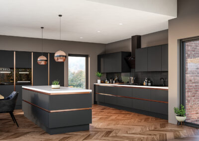 Zurfiz matt graphite copper handleless rail