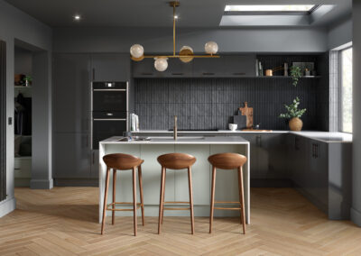Zurfiz supergloss graphite and matt pistachio kitchen