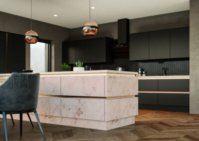 Zurfiz supermatt cascade sandstone and supermatt graphite kitchen