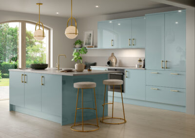 Zurfiz ultragloss metallic blue kitchen