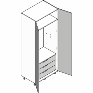 Double wardrobe 900 with internal drawers and single hanging