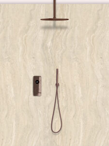 Tog sqr hchk br ted shower kit 2 outlet round hand shower square bronze