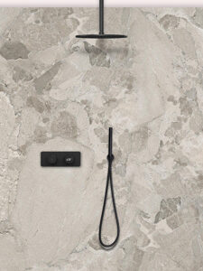 Tog sqr hchk mb ted shower kit 2 outlet round hand shower matt black