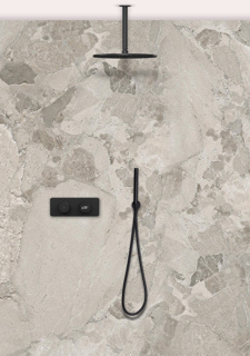 Tog sqr hchk mb ted shower kit 2 outlet round hand shower matt black