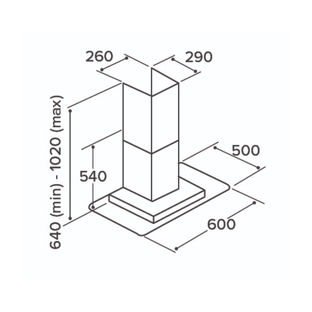 0014732 cda ecn62bl flat glass extractor hood