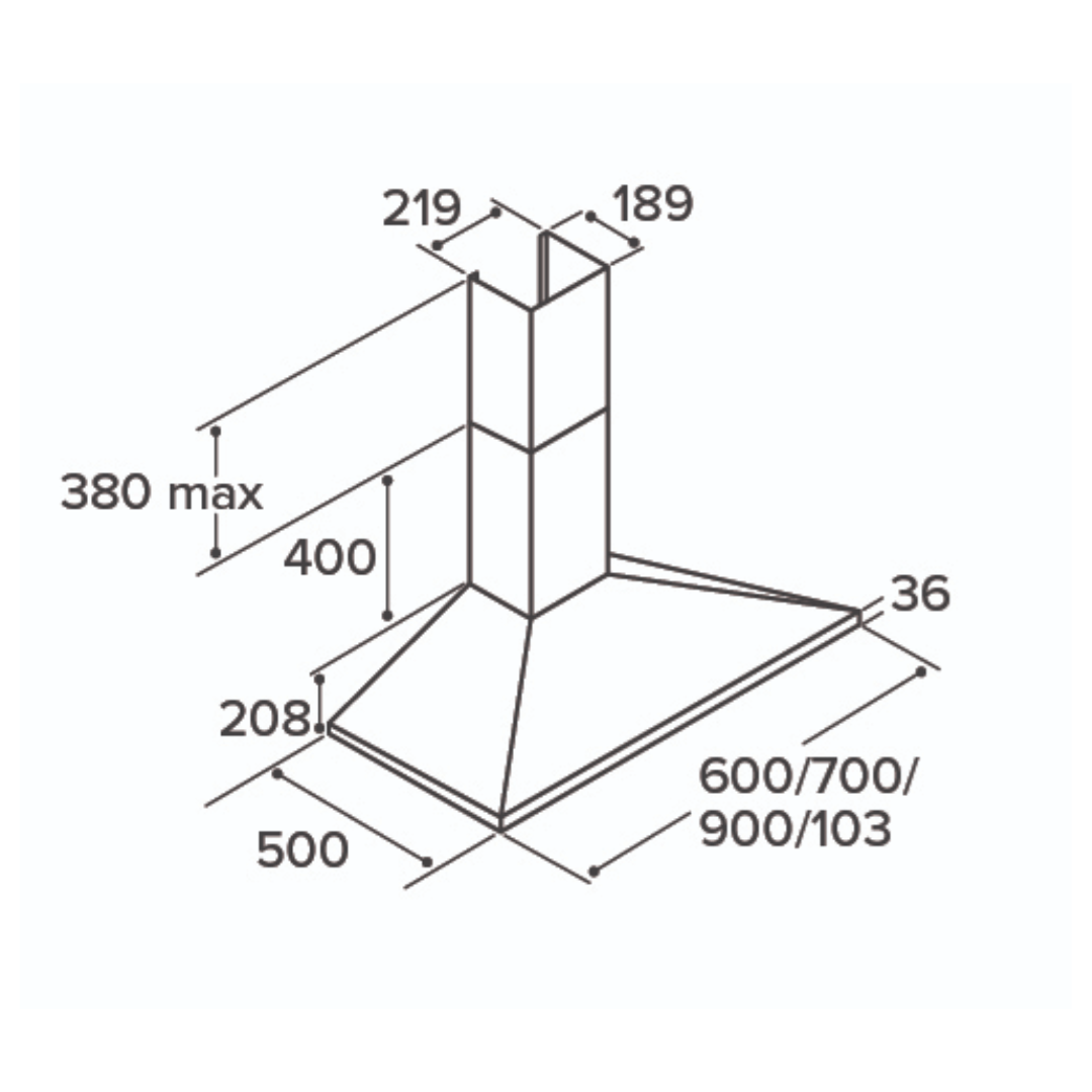0014687 cda ech93ss chimney extractor hood